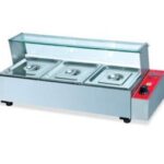 bain mary 3 container table top with glass