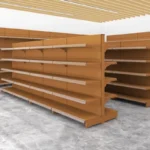 supermarket island gondola shelves wooden color - Image 2