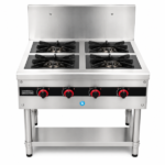4 Burners Gas Cooking Range Commercial With Stand and Under Shelf