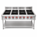 Cooking Gas Range 8 Burners Commercial With Stand and Under Shelf