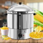 stainless steel commercial corn steamer 48l with compartment,teamer with glass lid