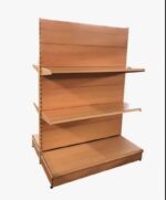 supermarket wall gondola shelves wooden color - Image 2
