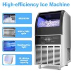 commercial ice maker 45kgs/24h, stainless steel ice machine with 15kgs ice storage capacity, free-standing under counter ice maker - Image 3