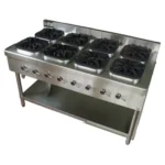 8 burner cooking range stainless steel with shelf