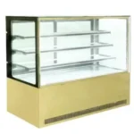 cake display chiller 120 cm square gold color 3 shelf