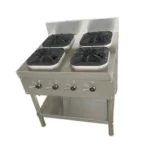 4 burner cooking range stainless steel with shelf