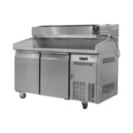 restaurant commercial pizza salad fruit display table top preparation counter fridge freezer cold salad bar chiller refrigerator with granite and bain mari  1.8 meter