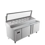 stainless steel salad preparation chiller with bain marie fan cooling 1.5 meter