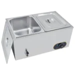 bain marie electric stainless steel adjustable temperature, 2 x 1/2 gn containers with lid, 1500 w