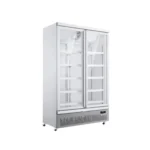 upright double glass door chiller white color
