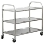 stainless steel utility cart, kitchen trolley cart, rolling serving carts 330lbs capacity catering shelf with locking wheels for kitchen, restaurant, hotels, home, café 90cm