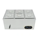 bain marie 6 container stainless steel commercial food warmer, silver, for catering and restaurants
