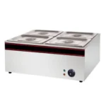 bain marie 4 container stainless steel commercial food warmer, silver, for catering and restaurants