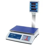 digital commercial price scale with dual lcd display 50kg , stainless steel platform, rechargeable battery, electronic price counting scale for food, meat, fruits, and produce