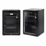 glass door beverage display refrigerator with internal freezer – black
