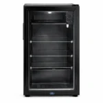 glass door beverage display refrigerator with internal freezer – black