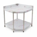 304 stainless steel corner table with bottom shelf – 85.5 × 88 × 88 cm