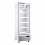 upright single glass door freezer white color