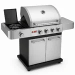 stainless steel gas bbq grill with side burner & thermometer