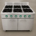 commercial-grade stainless steel gas range features 6 powerful burners