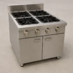 commercial-grade stainless steel gas range features 4 powerful burners