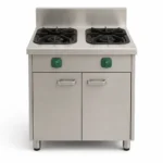 commercial-grade stainless steel gas range features 2 powerful burners