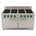 commercial-grade stainless steel gas range features 8 powerful burners